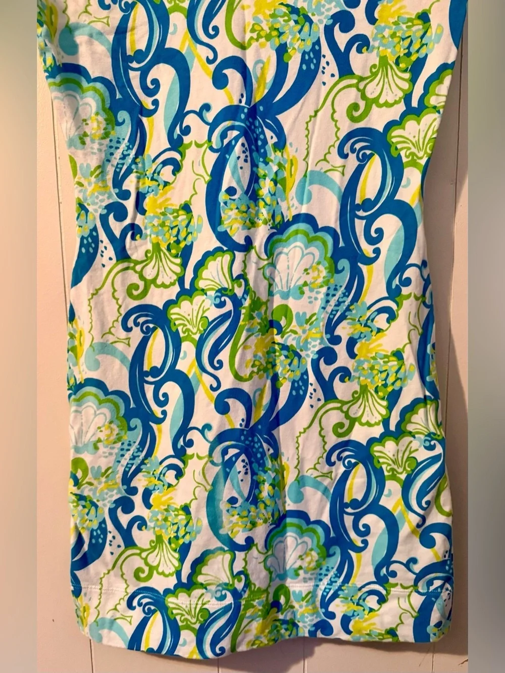 Lilly Pulitzer Hayley Resort Dress White Crystal Coast Blue Green Print, XS
